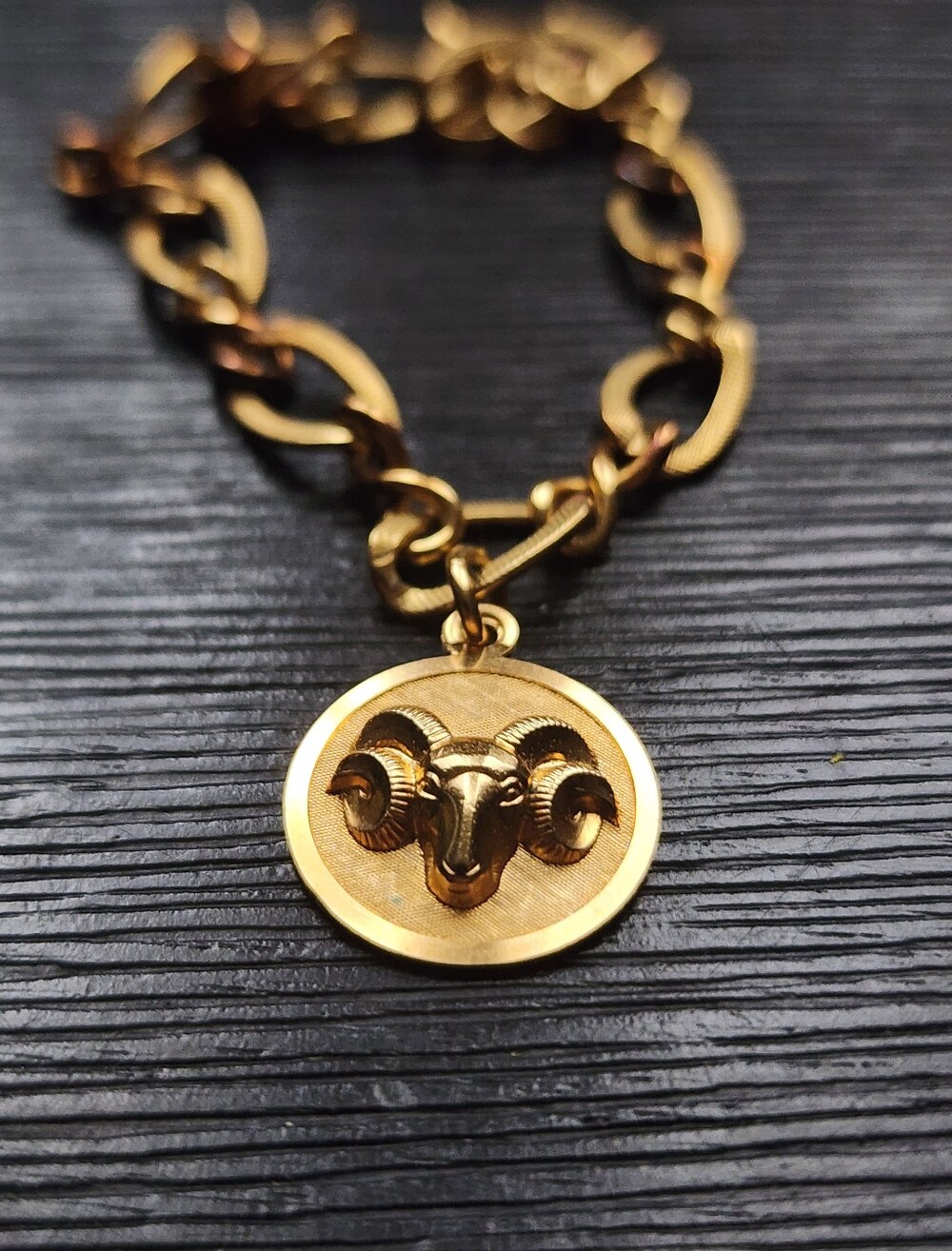 ​Vintage 14k Gold Fill Aries Ram Zodiac Charm Bracelet